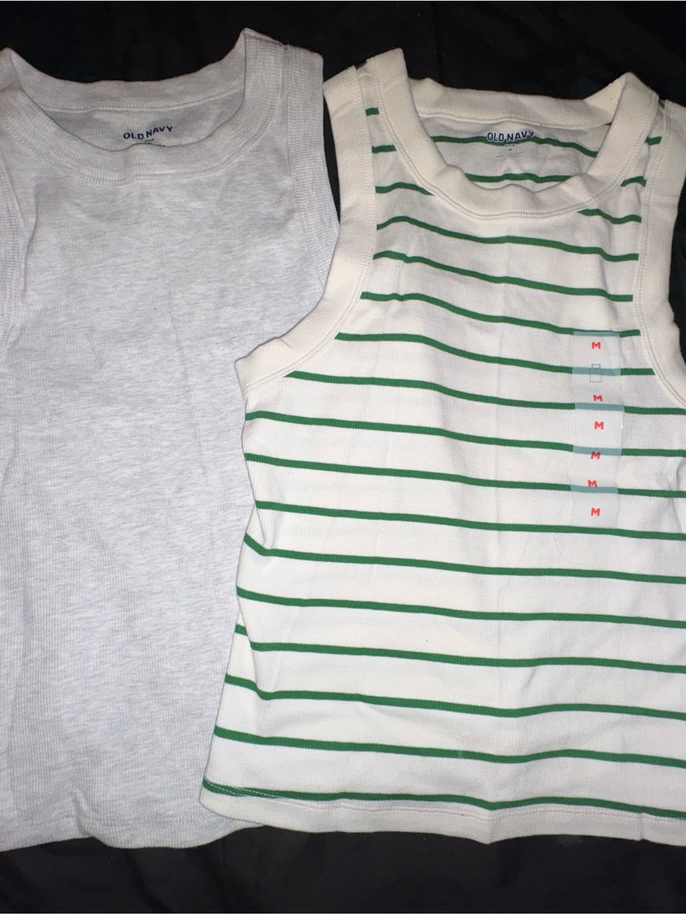 Old Navy White Tank Top & White with Green Stripe Kids' 2-Pack